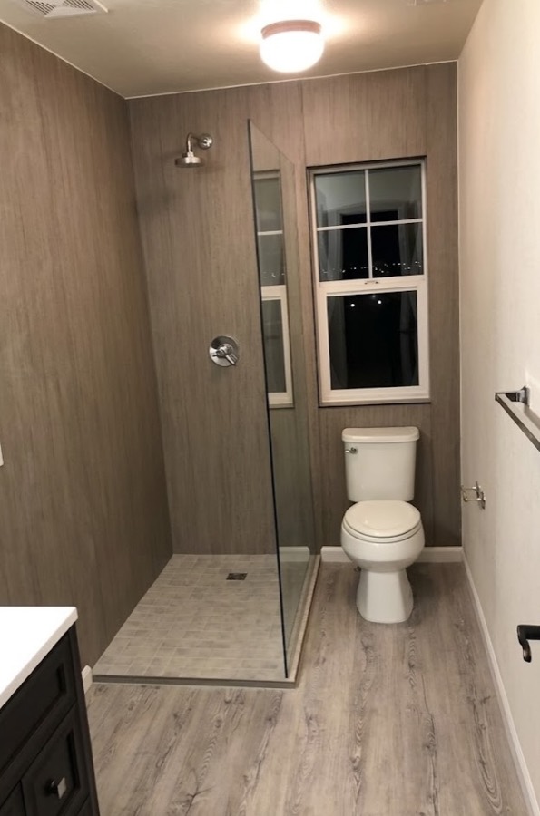 Clean finished bathroom transformation inspiration